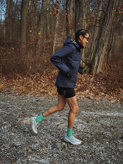 Imna running in green courier HiFi socks