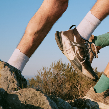 courier white lofi socks on runner